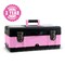 Pink Power Pink Tool Box for Women - 18" Small Metal & Plastic Portable Lightweight Pink Locking Empty Toolbox Chest - Craft Tote Storage Tool Case Organizer for Ladies Pink Tool Set Kit